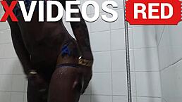 Real amateur black woman showers with beautiful long legs