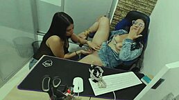 Big Latin tits and huge natural tits feature in this lesbian encounter