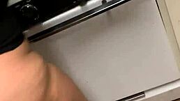 Redbone bent over in kitchen takes big black cock doggystyle