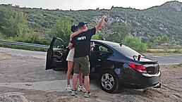 Blowjob on a public road