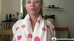 Busty Milf In Lingerie Teases With Anal And Dildo Play.