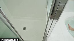 Is milf stepmom Lexi Luna giving titjob in bath?