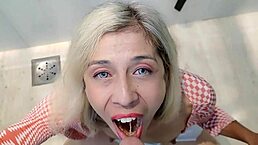 Blonde Proudly Serves as Piss Slut Urinal for Men