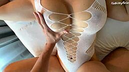 A Busty Blonde Latina Slut In The Dorm Teases With Her Big Tits And Gets A Quick Creampie