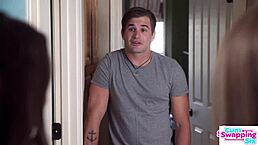 Macy and Sera double team stepbro's cock for cum