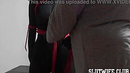 Bound nylon slut Karla Rose gets rough facefuck