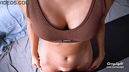 Step Mom Catches Step Son Jerking Off and Helps Him Cum on Her Wet Pussy?