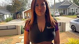 The delivery slut with big boobs handles the package with blowjob and anal.