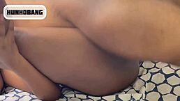 Big Booty Ebony Gets Pounded From The Back Creams All Over Black Cock