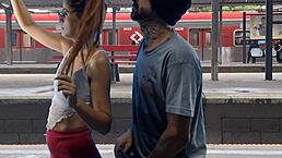 couple engages in public sex at the train station