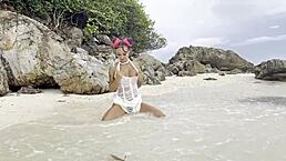 Monika Fox Fucks Her Pussy With A Big Dildo On The Beach!