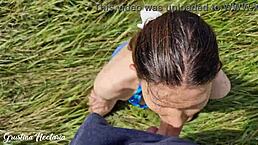 Fucked the Girl in a Mouth Among the Russian Field in a Hot Summer Day