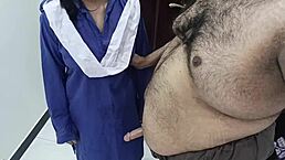 Desi school girl rides stepdad's cock hard