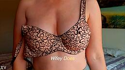 Milf in hot lingerie contrasts with leopard bra