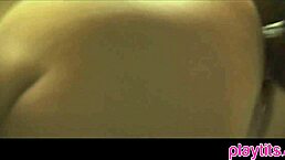 Very cute blonde teen gets fucked in doggystyle with titty fuck