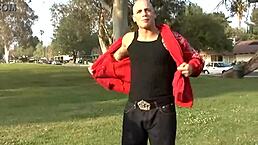 After her solo masturbation, he takes his turn, screwing the tattooed babe from behind for a huge facial.