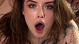 backstage camera captures anal sex with beautiful tattoo model in cowgirl position