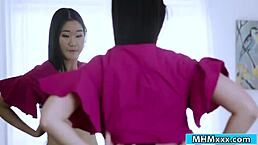 Asian Babes Engage in Face Sitting and Pussy Licking with Masturbation.