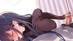 Detailed hentai scene where a guy fucks an anime girl with blowjob and cartoon elements