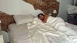 Teen brunette masturbates roughly with handjob leading to creampie. She rides big cock in pov homemade orgasm.