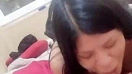 Intense blowjob on stepbrother's huge cock