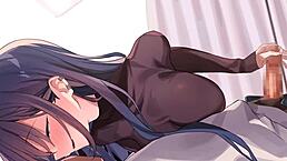 Detailed hentai scene where a guy fucks an anime girl with blowjob and cartoon elements