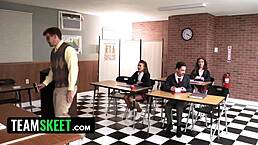 Teamskeet - Cute New Girl Nikki Nicole Has Classroom Threesome With Camilla Cream In School Debate