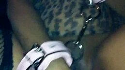 Hidden fantasy part 1 with ebony amateur using dildo in couple maledom play.