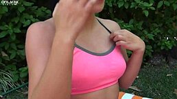 Sweaty Brunette Lesbian Workout with Gia and Lola Pussy Licking