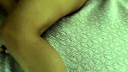 Amateur latina with big ass and big tits moves sensually on bed with huge monster cock.