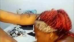 Slutty black girl unlocks her naughty side, sucking and swallowing cum from that monster cock like a total whore.