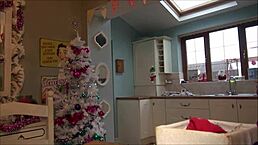 Nasty slut gets POUNDED in the kitchen, pussy FILLED with cum