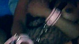 Hidden fantasy part 1 with ebony amateur using dildo in couple maledom play.