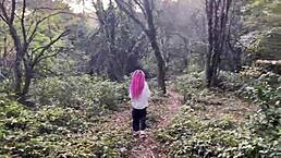 Outdoor forest rough sex with teen girl