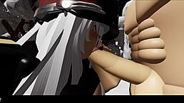 In a snowy forest, a blonde experiences a missionary encounter with cartoon elements.