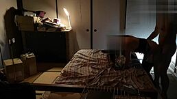 Amateur japanese handjob in stockings from behind