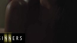 Why can't this slender babe resist her boyfriend's father? He licks and fucks her wet pussy sideways until cum fills it!