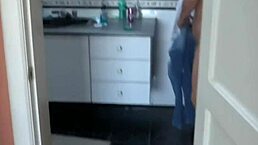 blonde milf with huge tits and hairy beaver spreads legs for mutual masturbation with stepson, leading to great fuck and cumshot on ass