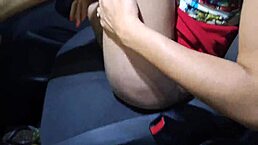 Wife shows off without panties in public street car