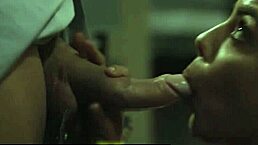 Why can't this slender babe resist her boyfriend's father? He licks and fucks her wet pussy sideways until cum fills it!