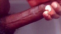 he takes a shower and shows off his big black cock in solo usa amateur session