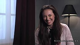 Feel the whip on your skin, said the dominant as he flogged and anally banged the tied-up brunette.