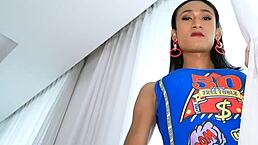 Tiny Asian Shemale With A Big Dick Creamy Blowjob And Anal Bareback Fucking