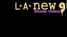 shy teen blonde feels nervous taking a quick shower alone