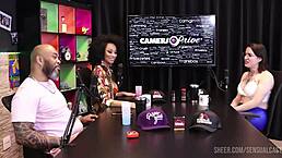 This hot black Brazilian babe sucks the transsexual's cock outdoors, making it all wet and ready - Melissa Leal on Sheer Red.