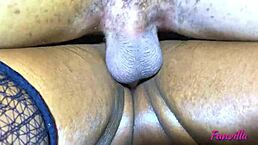 The amateur ebony friend bends over in the bedroom for slow doggystyle with big ass