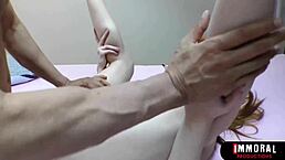 redheaded kaira love feels intense passion in brutal hardcore threesome pounding