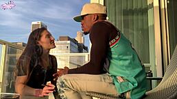 sunset creampie in la with interracial wet pussy riding and squirting