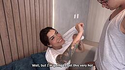 delivery girl sucks big cock for creampie and 5 star rating in wet doggystyle action