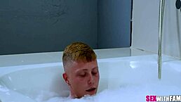 stepmom catches me jerking off... then she sucks my cock dry with her perky tits out